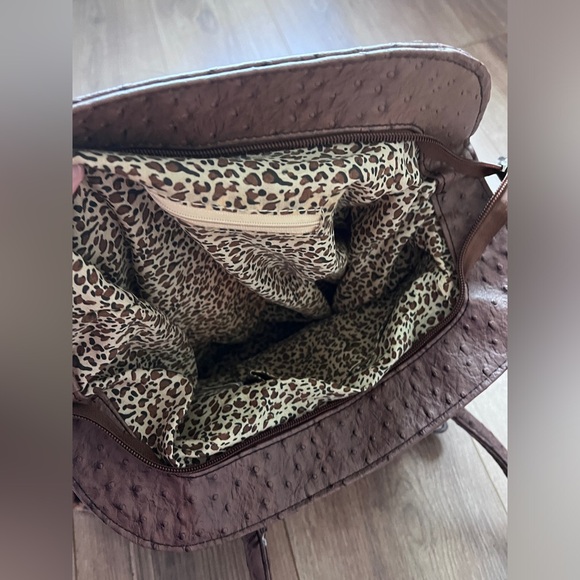 Leopard Print Tote Bag with Brown Accents - Picture 5 of 10